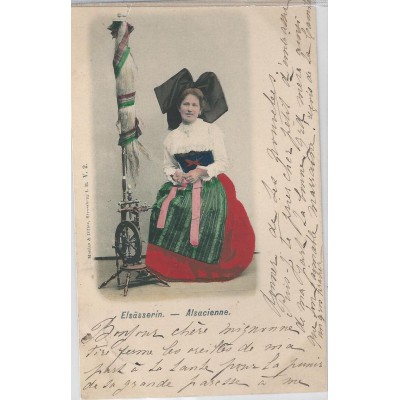 Elsässerin - Alsacienne Costume Alsacien Folklore  1900